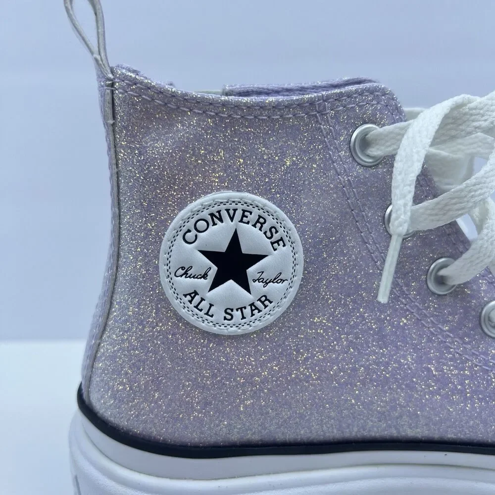 Converse Chuck Taylor Girls Lugged Glitter Platform Shoes Vapor Violet Size 5.5
